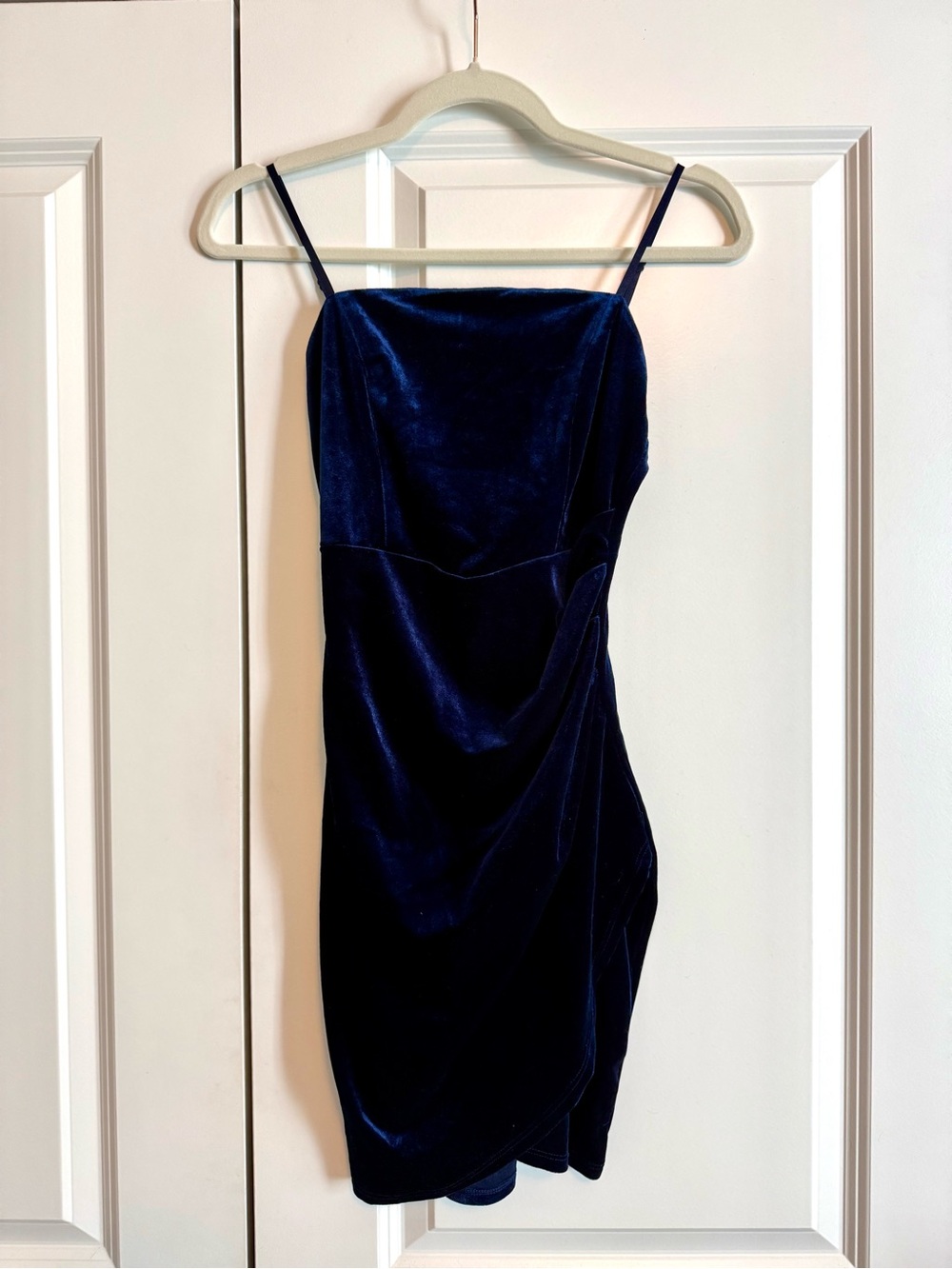 Honey and Rosie Navy Velvet Spaghetti-Strap Mini Dress